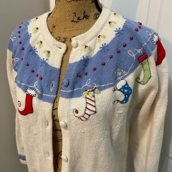 Vintage Holiday Stocking Cardigan - Picture 1 of 9